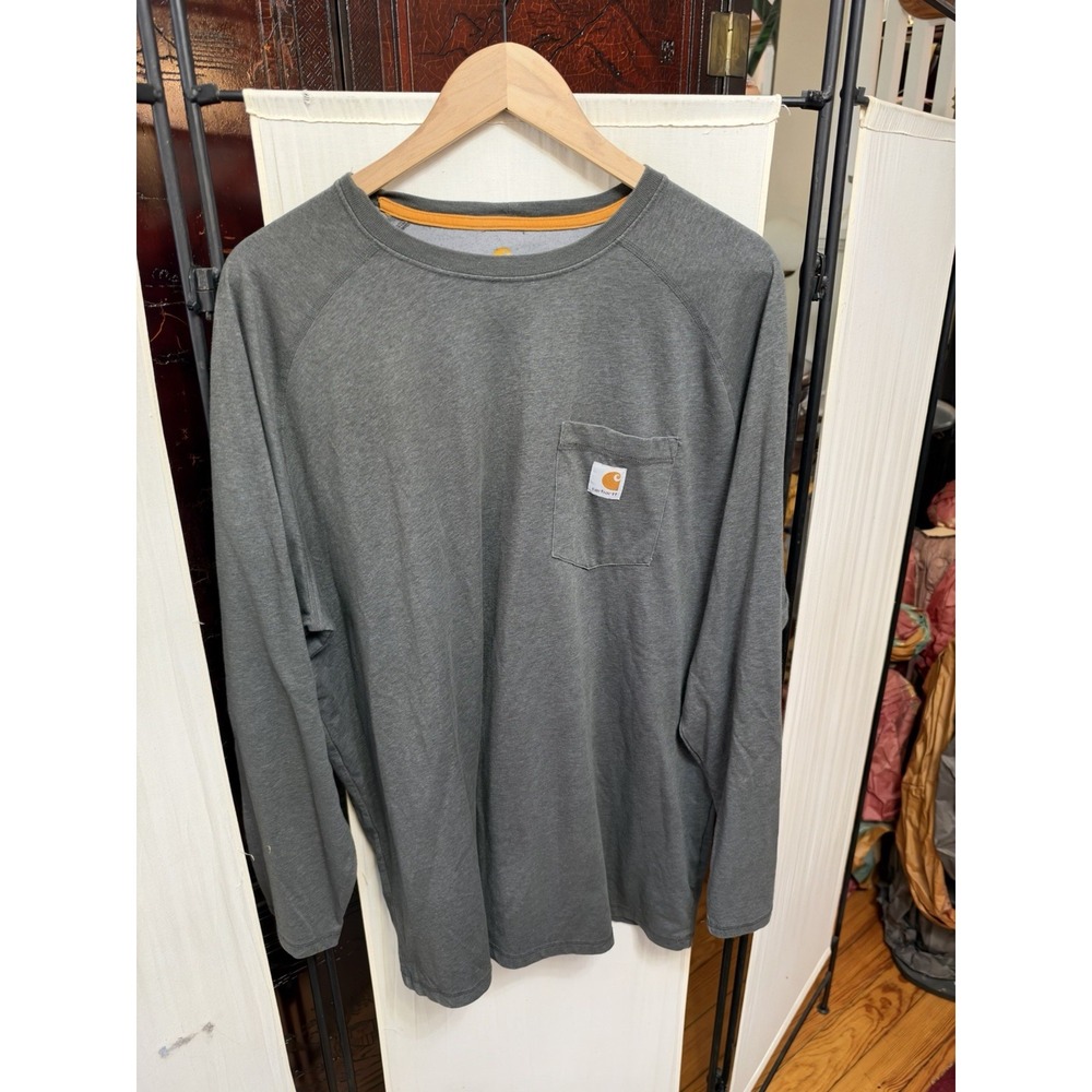 Carhartt Mens 2XL Force Delmont Carbon Heather Long Sleeve Pocket Shirt 100393